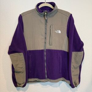 The North Face Women's Purple Gray Full Zip Fleece Coat Jacket Size L Pockets